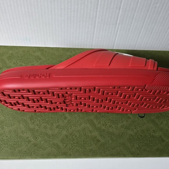 NIB Gucci interlocking G red rubber slides sandals G 11 US 11.5-12 - Picture 7 of 8